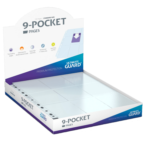 100 PAGES DE CLASSEUR 9-POCKET TRANSPARENT - ULTIMATE GUARD