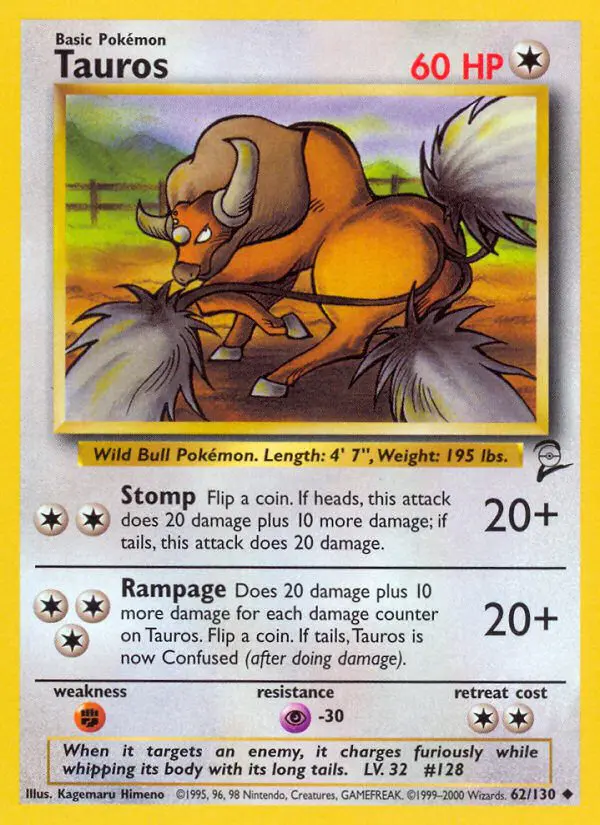 Tauros - Base Set 2 - 62 - Peu commune