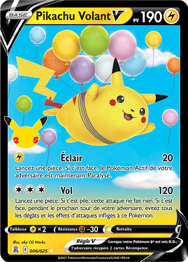 Pikachu Volant V - Célébrations - 006 - Holographique rare V