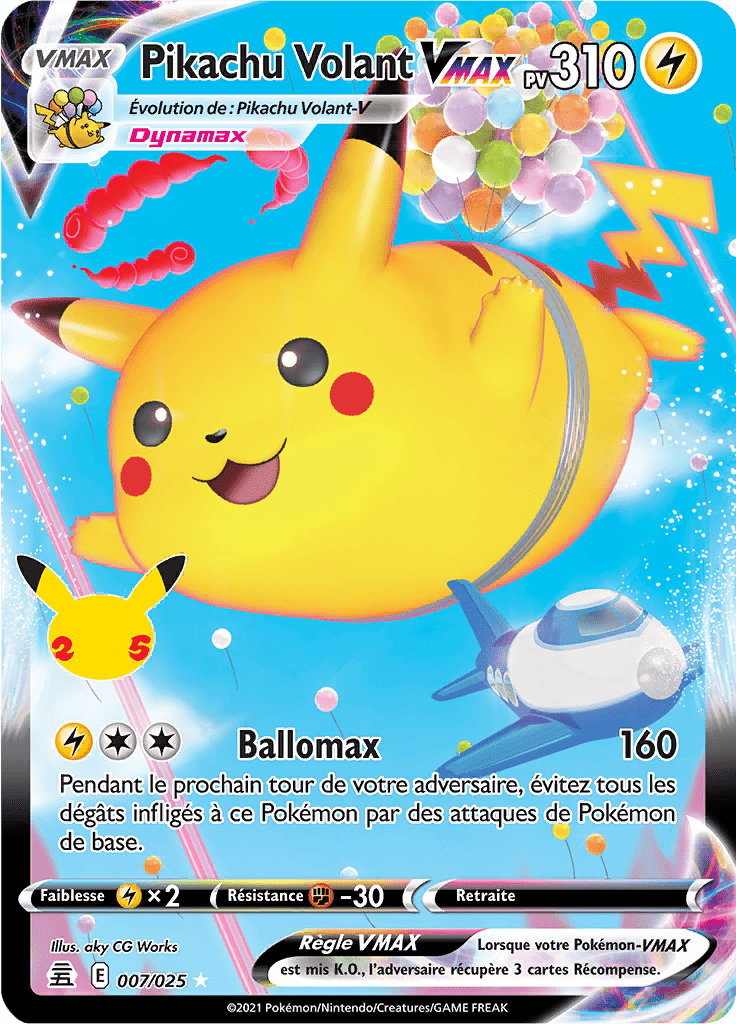 Pikachu Volant V - Célébrations - 007 - Holographique rare VMAX