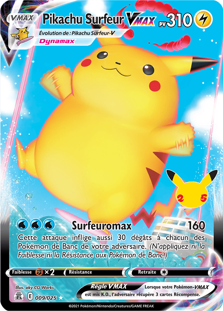Pikachu Surfeur V - Célébrations - 009 - Holographique rare VMAX