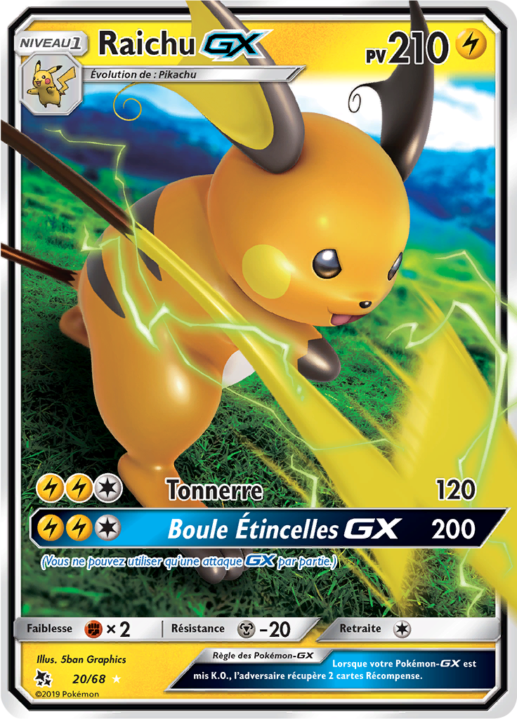 Raichu GX - Destinées Occultes - 020 - Holographique rare GX