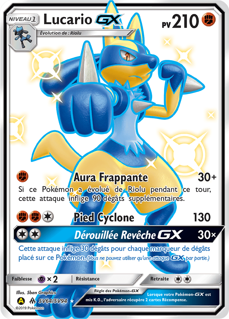 Lucario - Destinées Occultes - SV64 - Chromatique rare GX