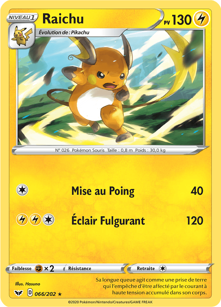Raichu - Épée et Bouclier - 066 - Rare