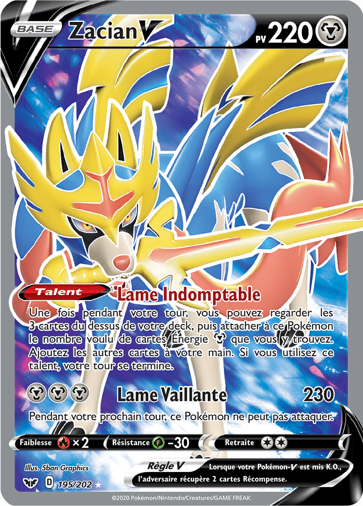 Zacian V - Épée et Bouclier - 195 - V Full Art