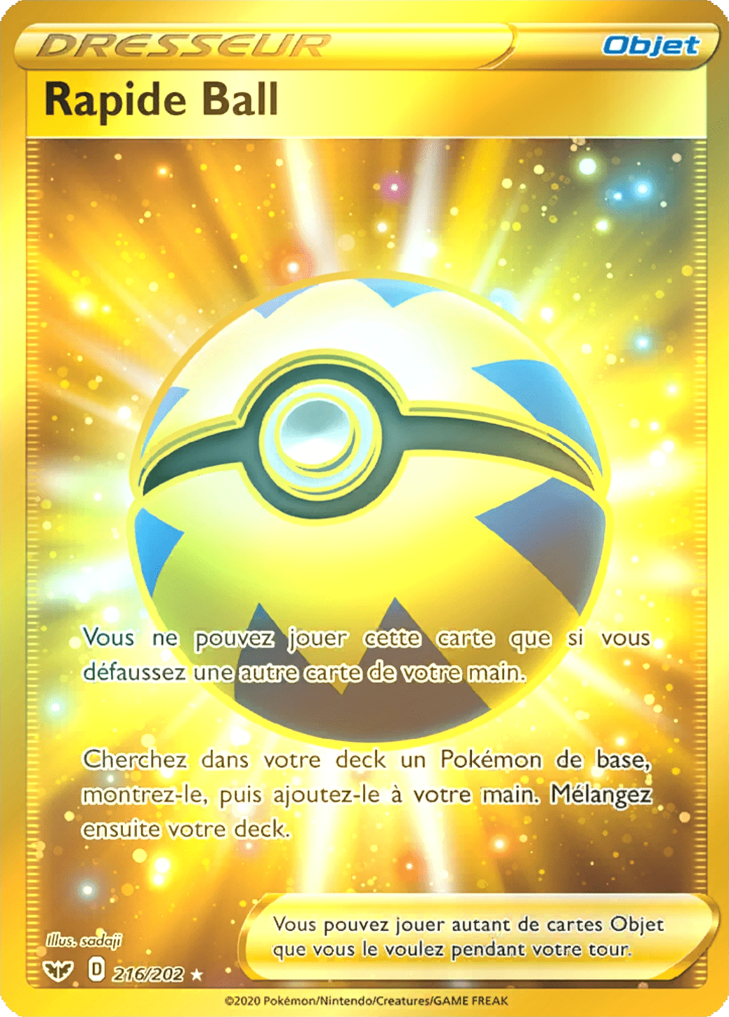 Rapide Ball - Épée et Bouclier - 216 - Trainer gold