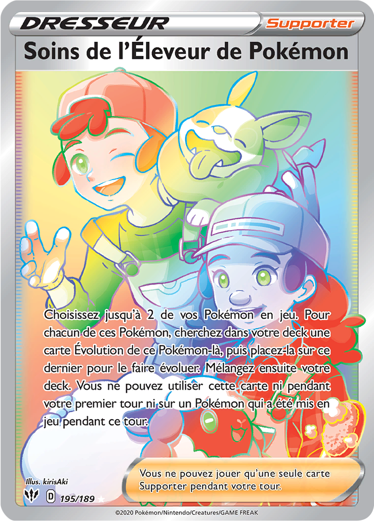 Soins de l'Éleveur de Pokémon - EB Ténèbres Embrasées - 195 - Arc-en-ciel rare