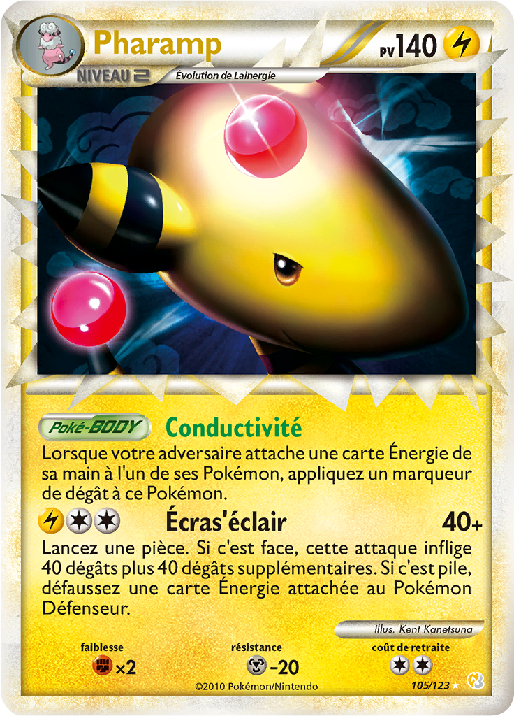 Pharamp - HeartGold SoulSilver - 105 - Rare Prime