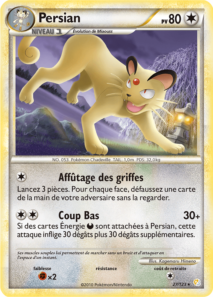 Persian - HeartGold SoulSilver - 027 - Rare