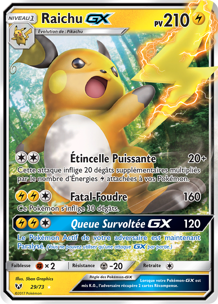 Raichu GX - Légendes Brillantes - 029 - Holographique rare GX