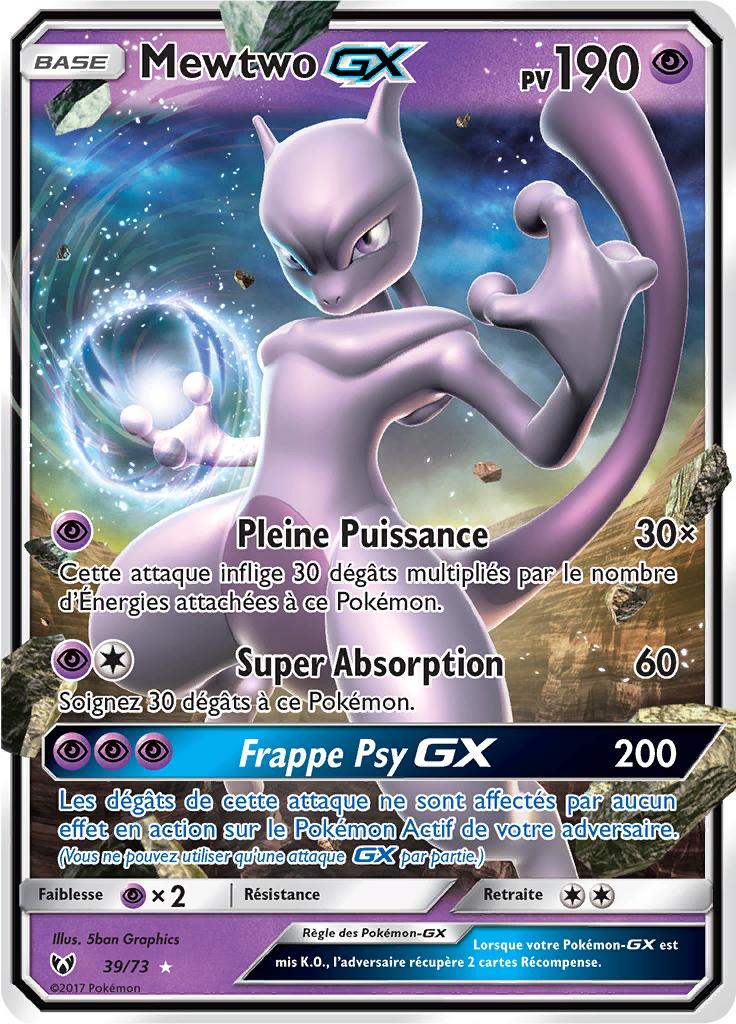 Mewtwo GX - Légendes Brillantes - 039 - Holographique rare GX