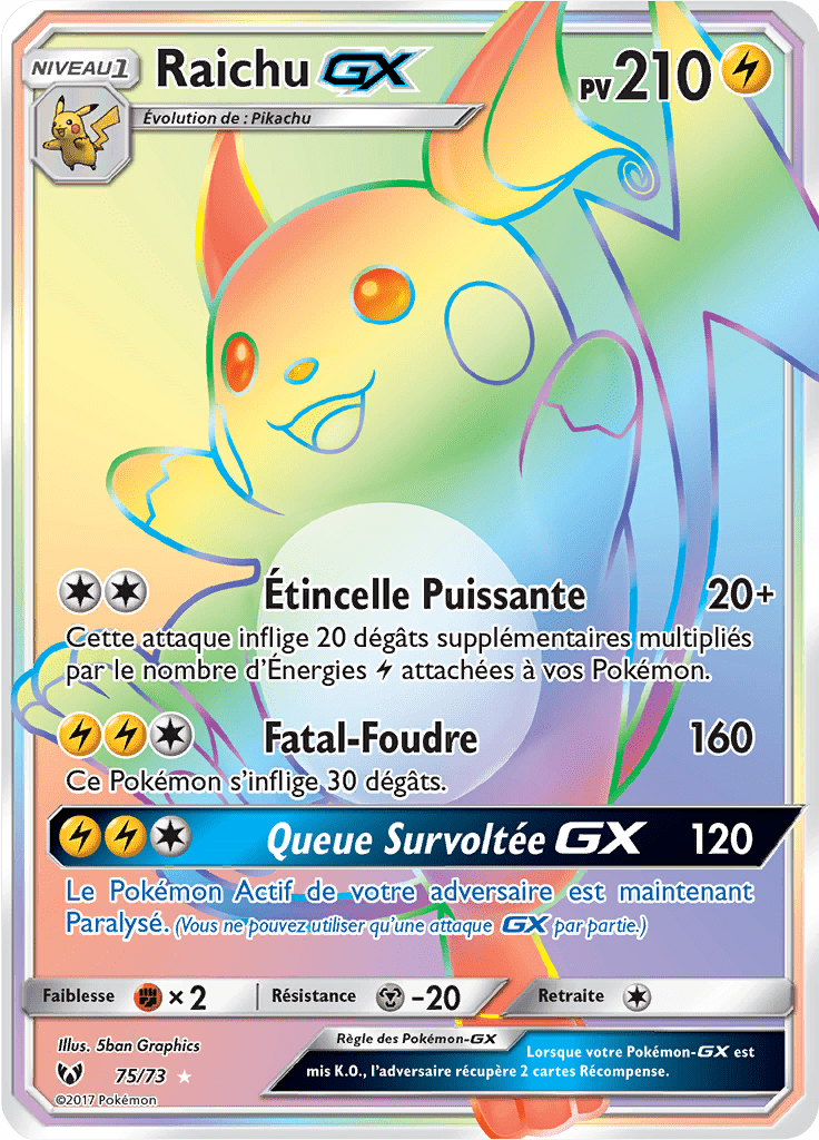Raichu GX - Légendes Brillantes - 075 - Arc-en-ciel rare