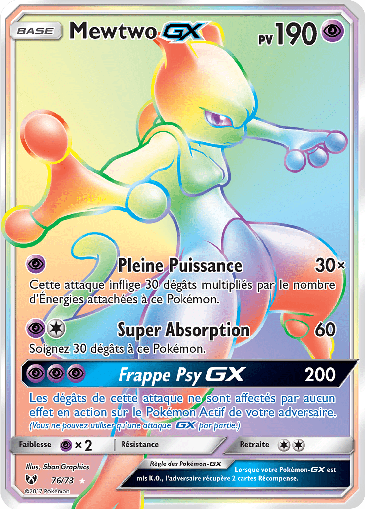 Mewtwo GX - Légendes Brillantes - 076 - Arc-en-ciel rare