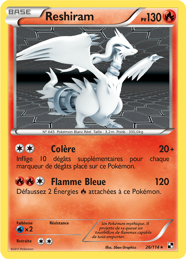 Reshiram - Noir & Blanc - 026 - Holographique