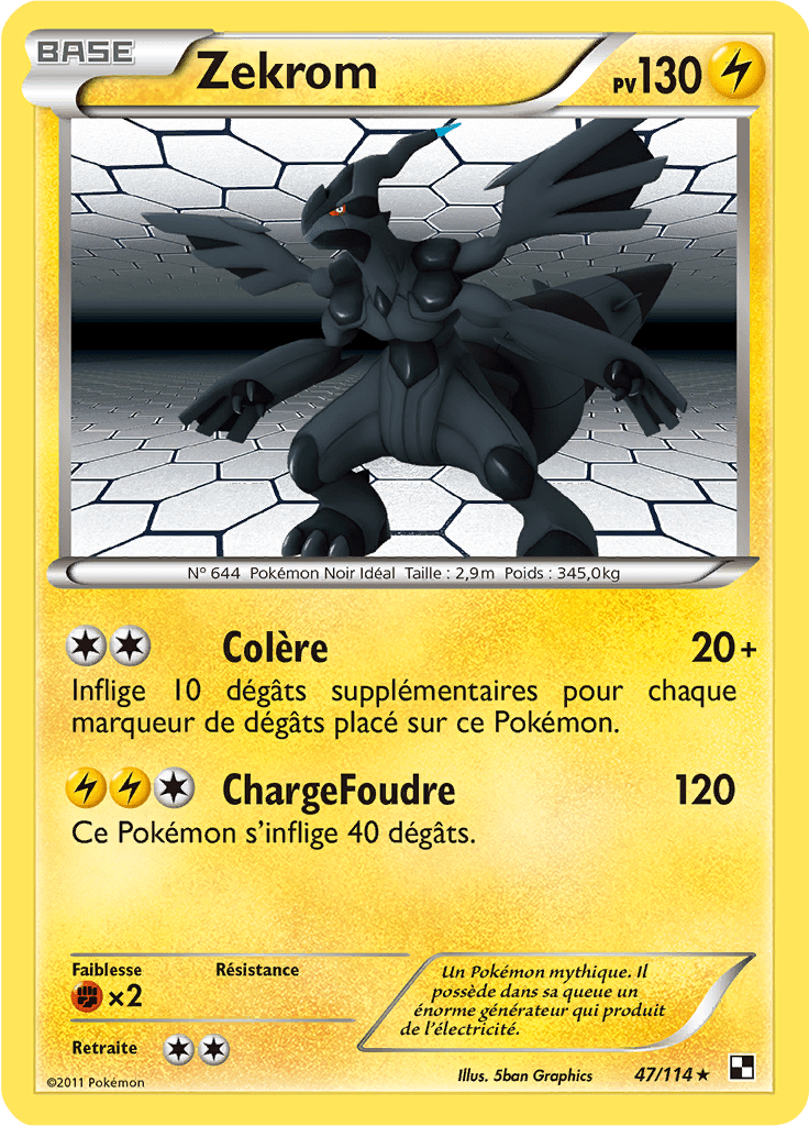 Zekrom - Noir & Blanc - 047 - Holographique rare