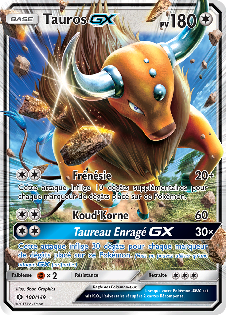 Tauros GX - Soleil et Lune - 100 - Holographique rare GX
