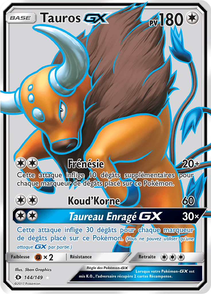 Tauros GX - Soleil et Lune - 144 - GX Full Art