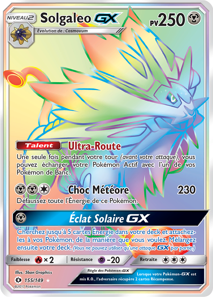 Solgaleo GX - Soleil et Lune - 155 - Arc-en-ciel rare
