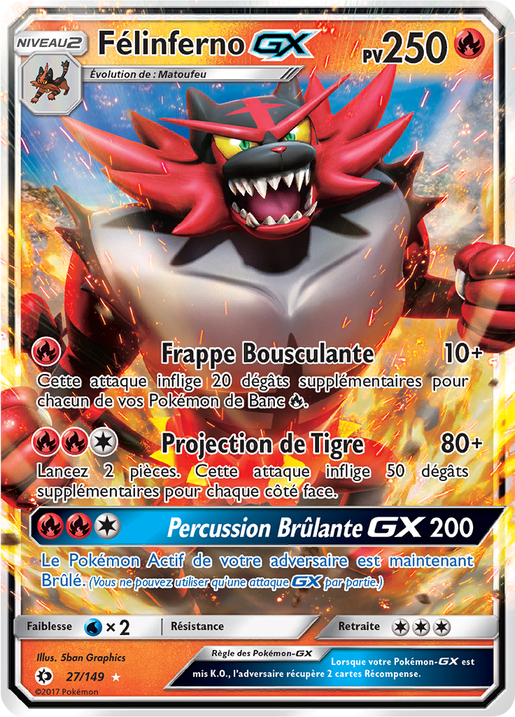 Félinferno GX - Soleil et Lune - 027 - Holographique rare GX