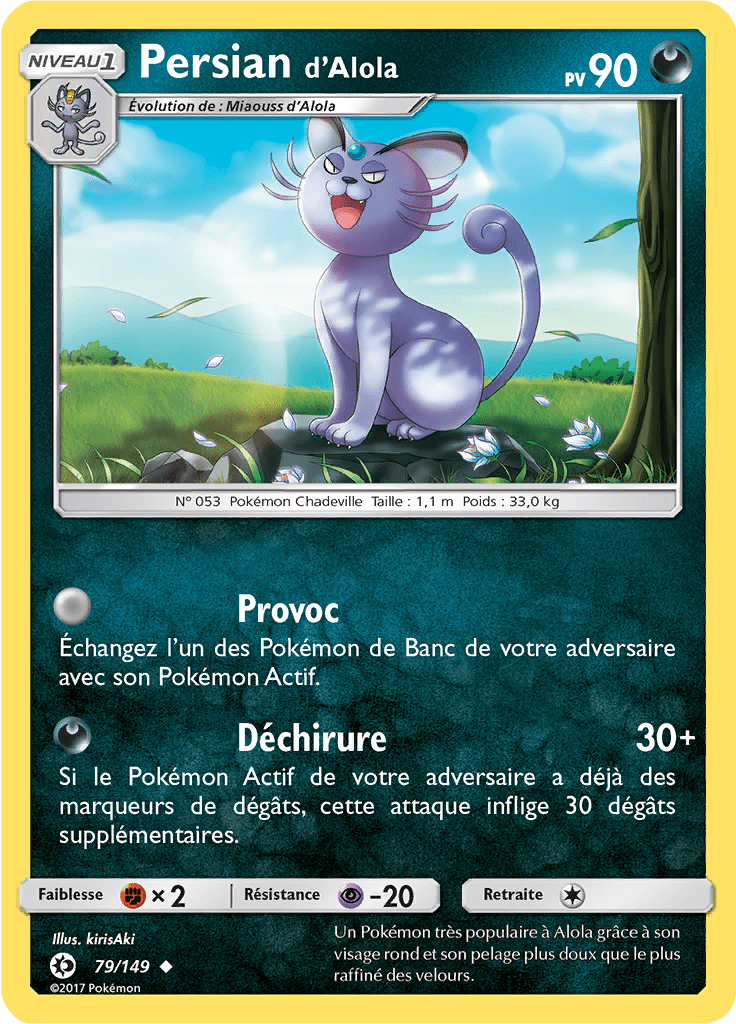 Persian d'Alola - Soleil et Lune - 079 - Peu commune