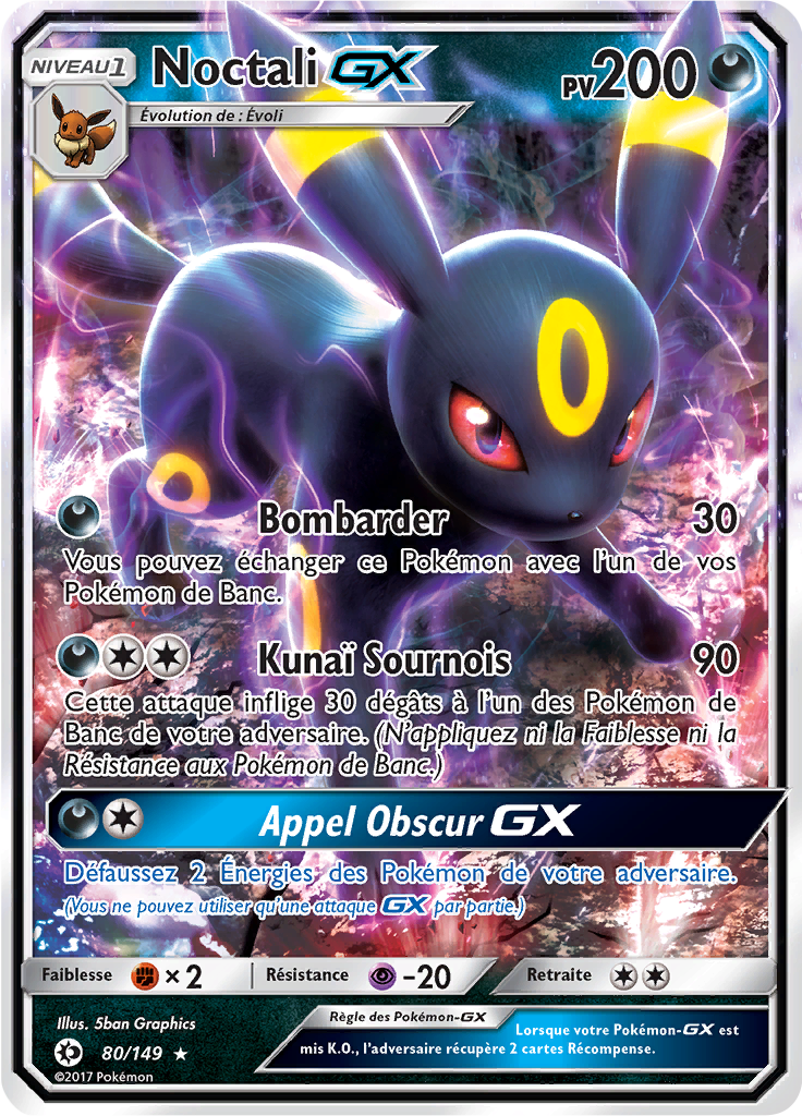 Noctali GX - Soleil et Lune - 080 - Holographique rare GX