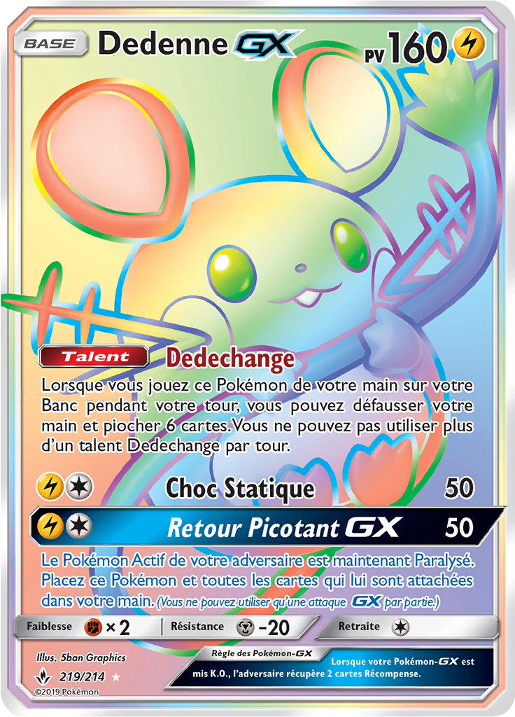 Dedenne GX - SL Alliance Infaillible - 219 - Arc-en-ciel rare