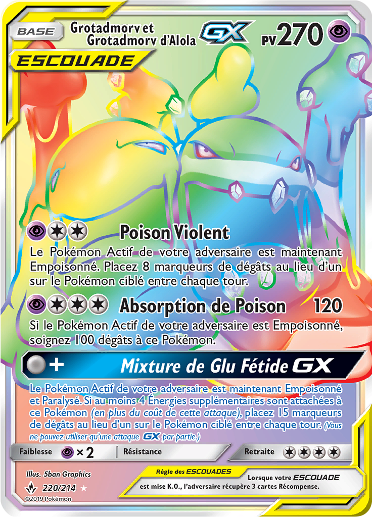 Grotadmorv et Grotadmorv d'Alola GX - SL Alliance Infaillible - 220 - Arc-en-ciel rare