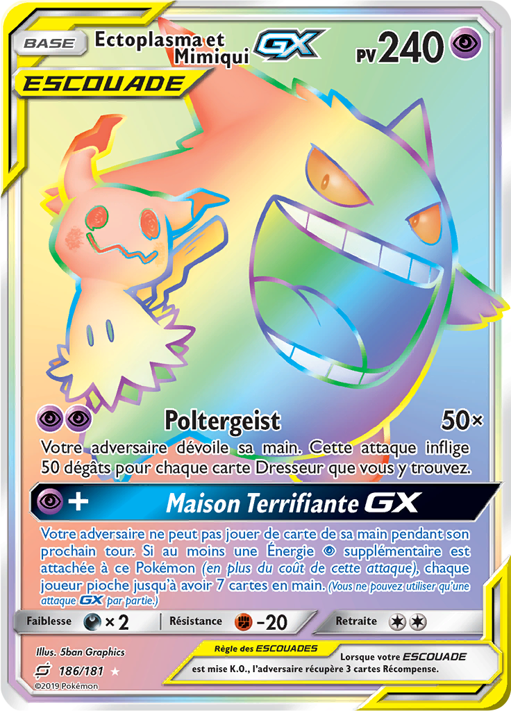 Ectoplasma et Mimiqui GX - SL Duo de Choc - 186 - Arc-en-ciel rare