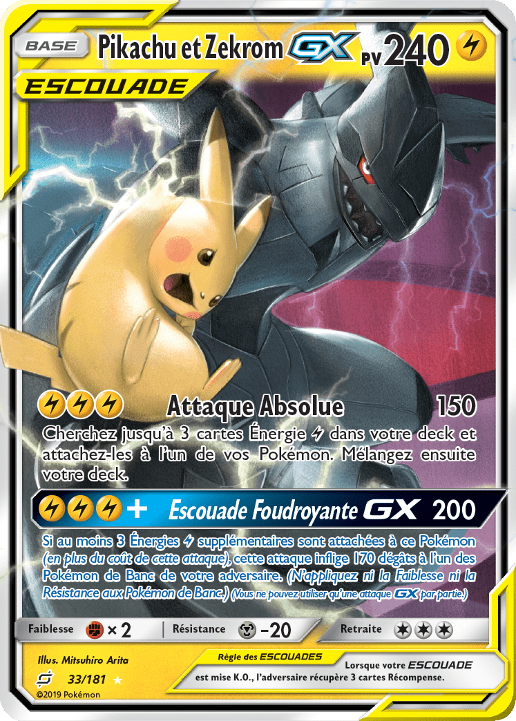 Pikachu et Zekrom GX - SL Duo de Choc - 033 - Holographique rare GX