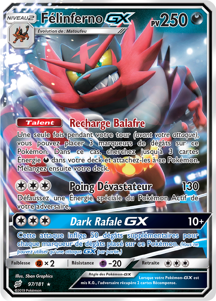Félinferno GX - SL Duo de Choc - 097 - Holographique rare GX