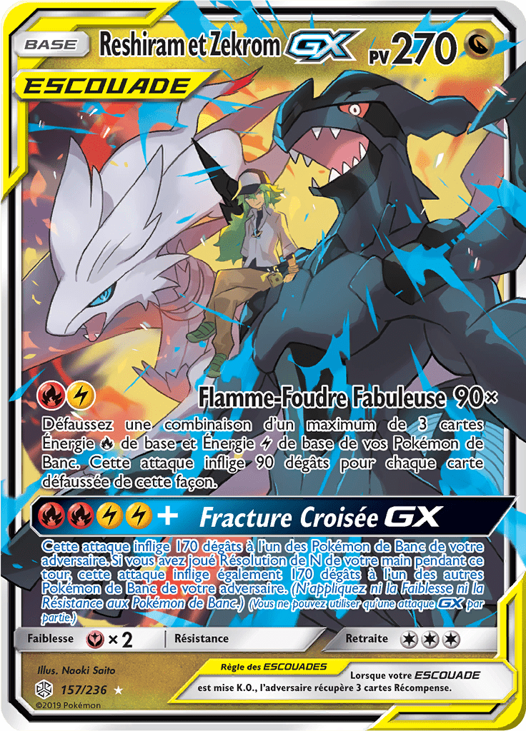 Reshiram et Zekrom GX - SL Éclipse Cosmique - 157 - Holographique rare GX