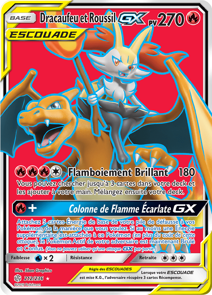 Dracaufeu et Roussil GX - SL Éclipse Cosmique - 212 - GX Full Art