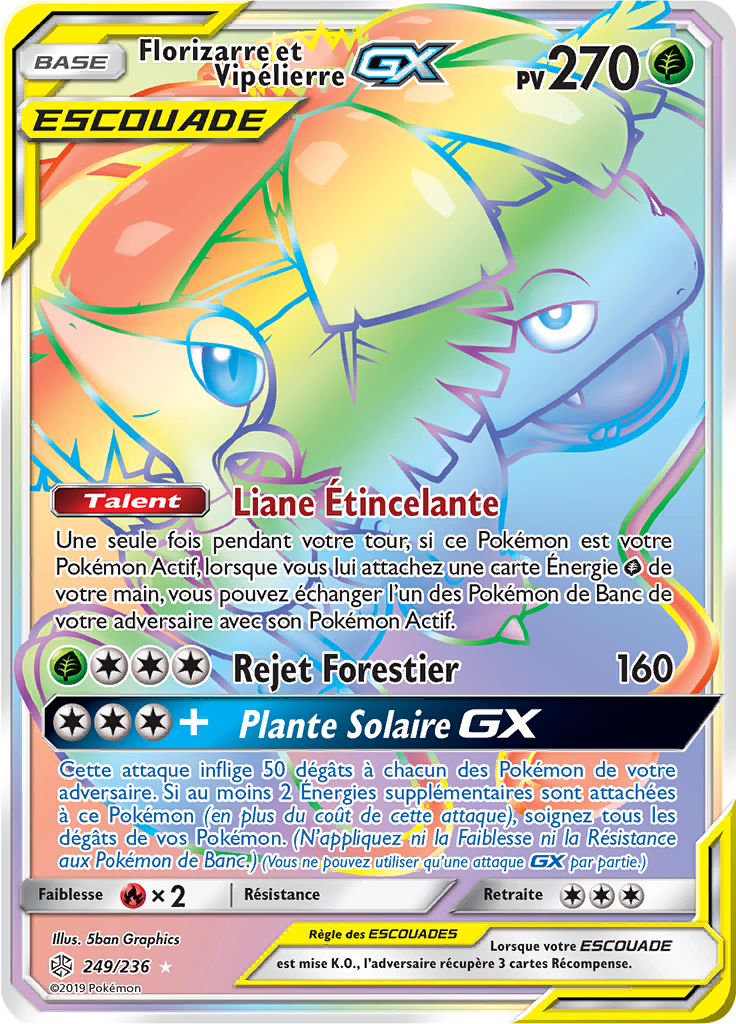 Florizarre et Vipélierre GX - SL Éclipse Cosmique - 249 - Arc-en-ciel rare
