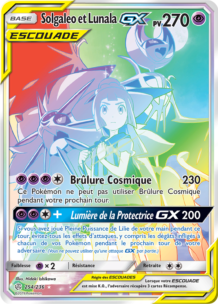 Solgaleo et Lunala GX - SL Éclipse Cosmique - 254 - Arc-en-ciel rare