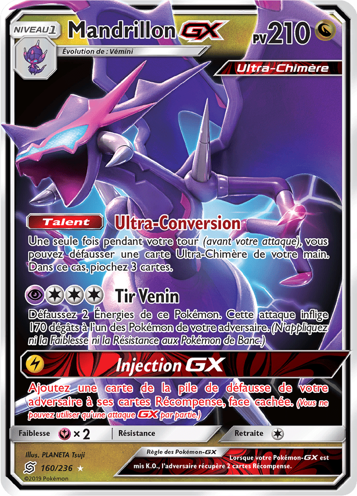 Mandrillon GX - SL Harmonie des Esprits - 160 - Holographique rare GX