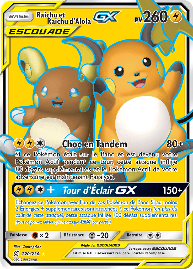 Raichu et Raichu d'Alola GX - SL Harmonie des Esprits - 220 - GX Full Art