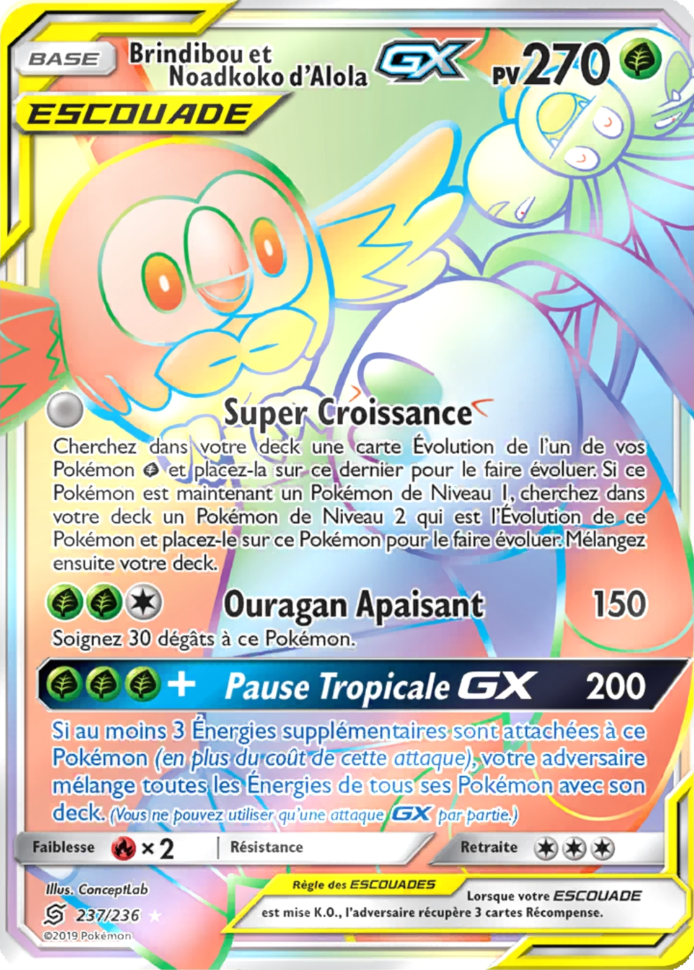 Brindibou et Noadkoko d'Alola GX - SL Harmonie des Esprits - 237 - Arc-en-ciel rare