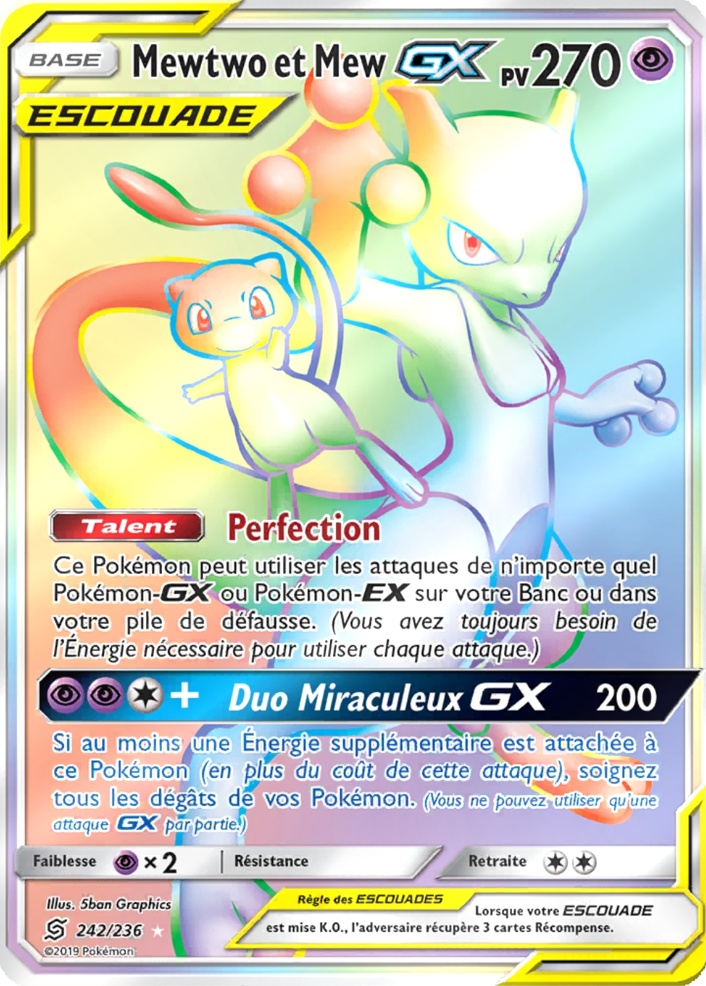 Mewtwo et Mew GX - SL Harmonie des Esprits - 242 - Arc-en-ciel rare