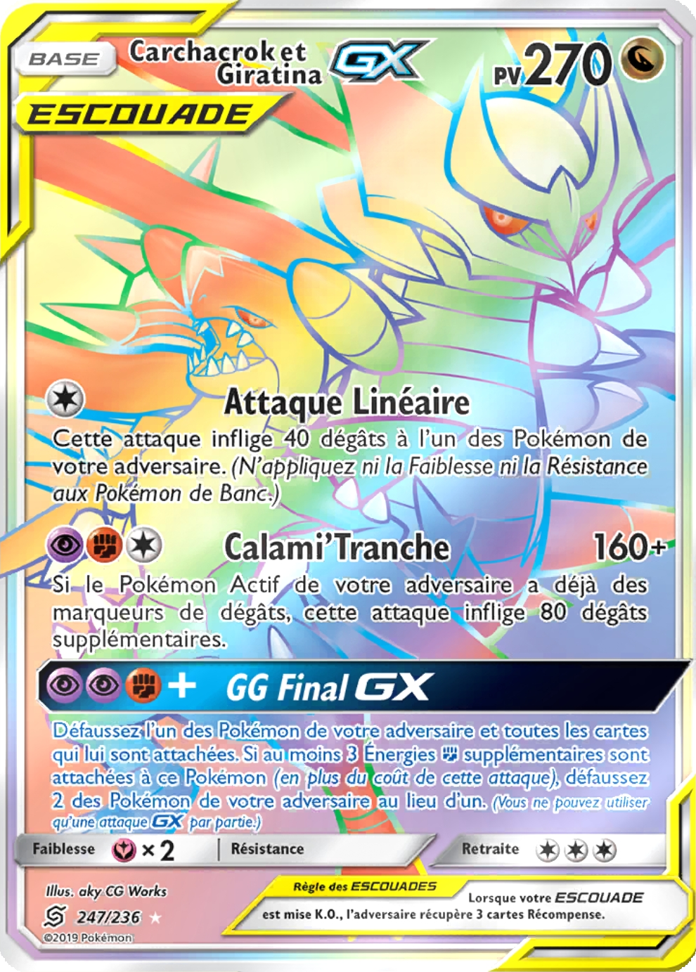 Carchacrok et Giratina GX - SL Harmonie des Esprits - 247 - Arc-en-ciel rare