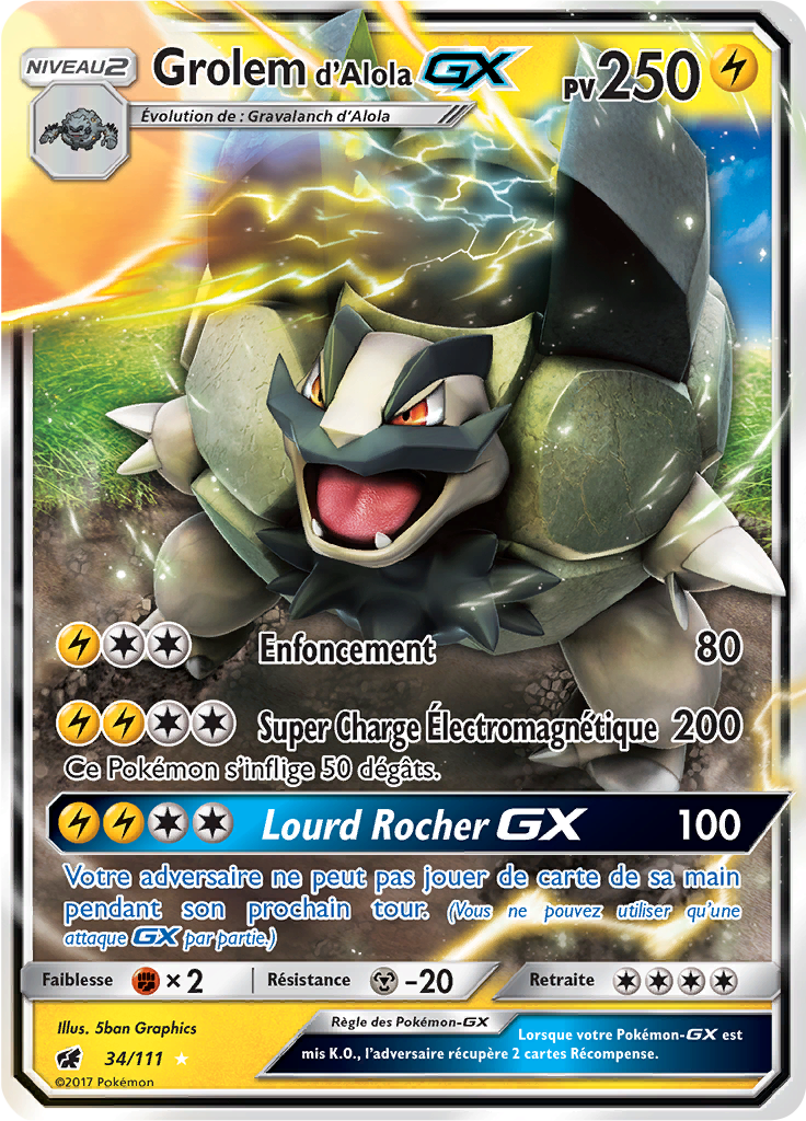Grolem d'Alola GX - SL Invasion Carmin - 034 - Holographique rare GX