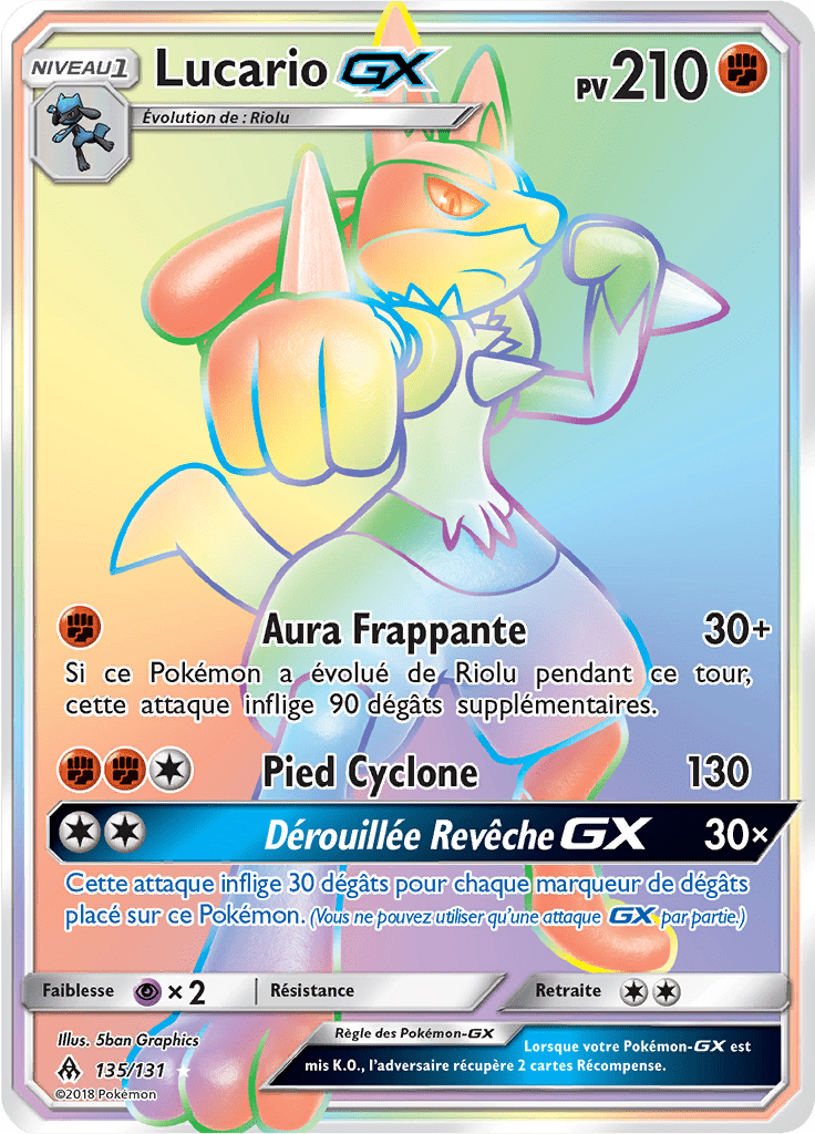 Lucario GX - SL Lumière Interdite - 135 - Arc-en-ciel rare