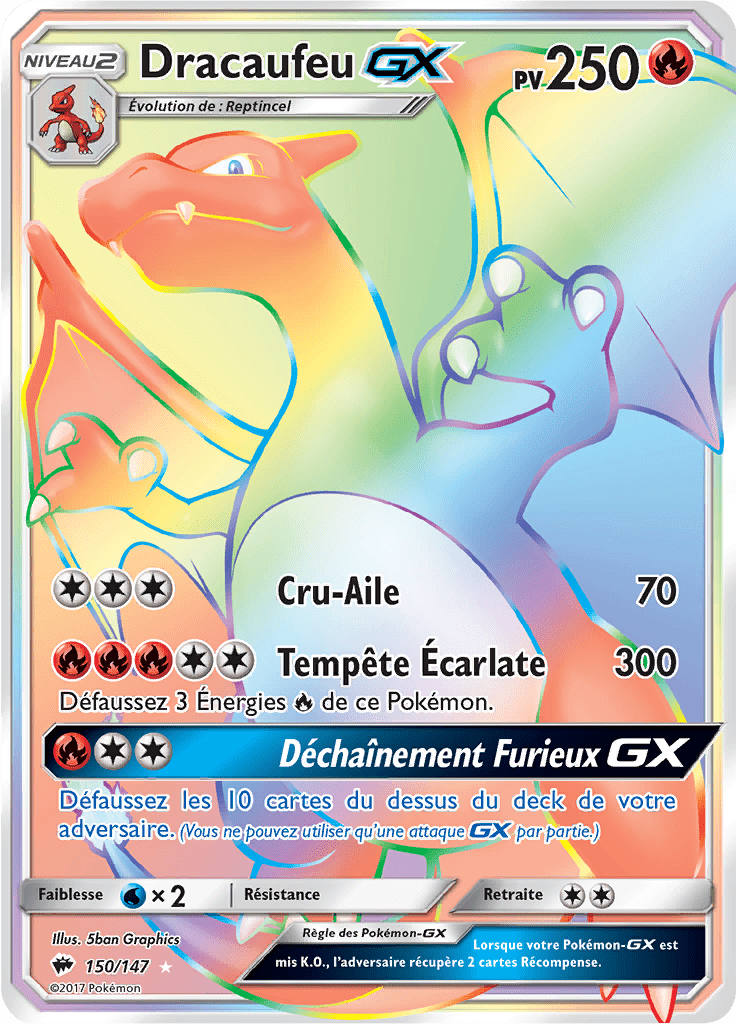 Dracaufeu GX - SL Ombres Ardentes - 150 - Arc-en-ciel rare