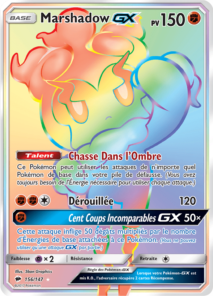 Marshadow GX - SL Ombres Ardentes - 156 - Arc-en-ciel rare