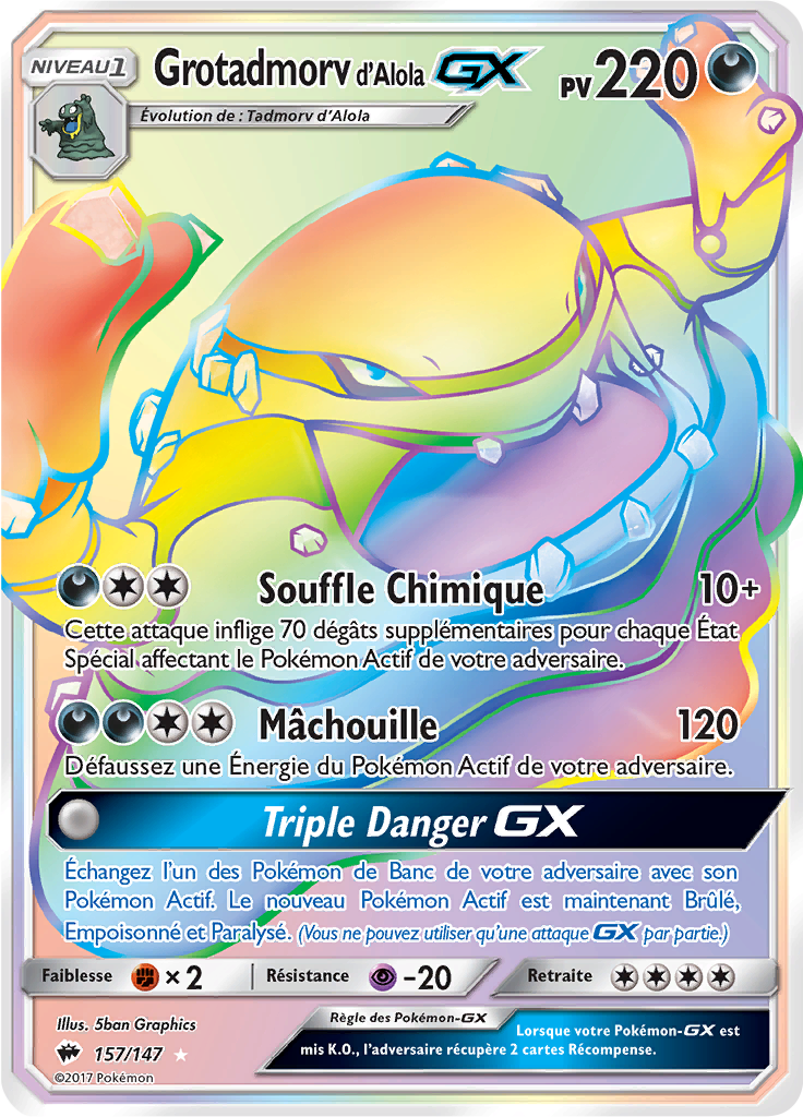 Grotadmorv d'Alola GX - SL Ombres Ardentes - 157 - Arc-en-ciel rare