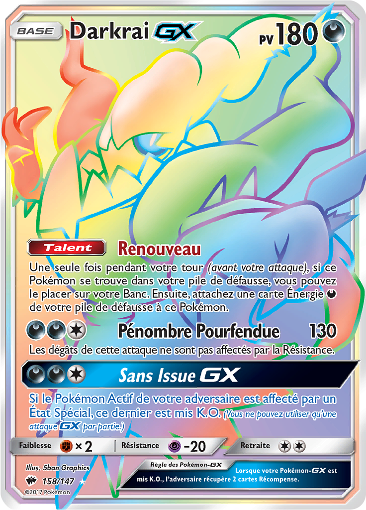 Darkrai GX - SL Ombres Ardentes - 158 - Arc-en-ciel rare