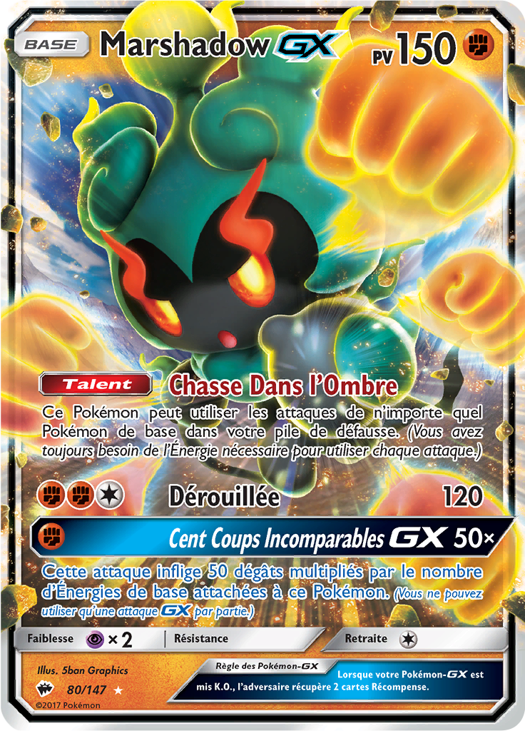 Marshadow GX - SL Ombres Ardentes - 080 - Holographique rare GX