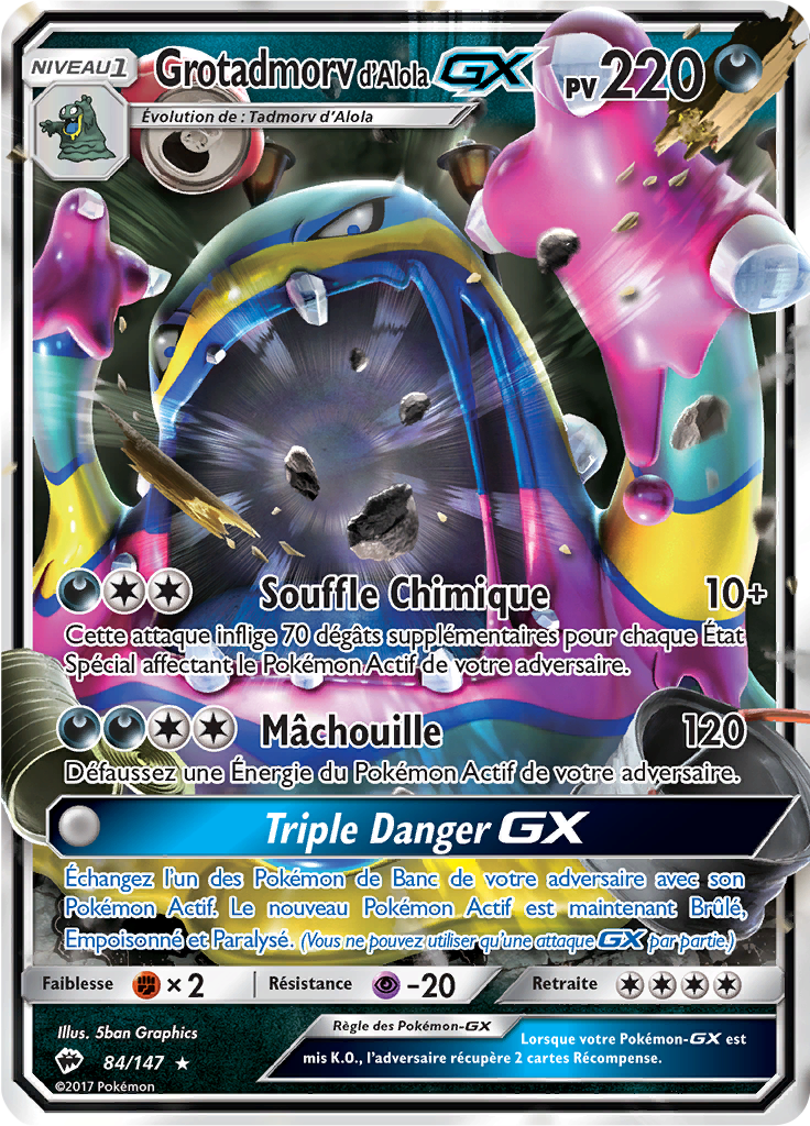 Grotadmorv d'Alola GX - SL Ombres Ardentes - 084 - Holographique rare GX