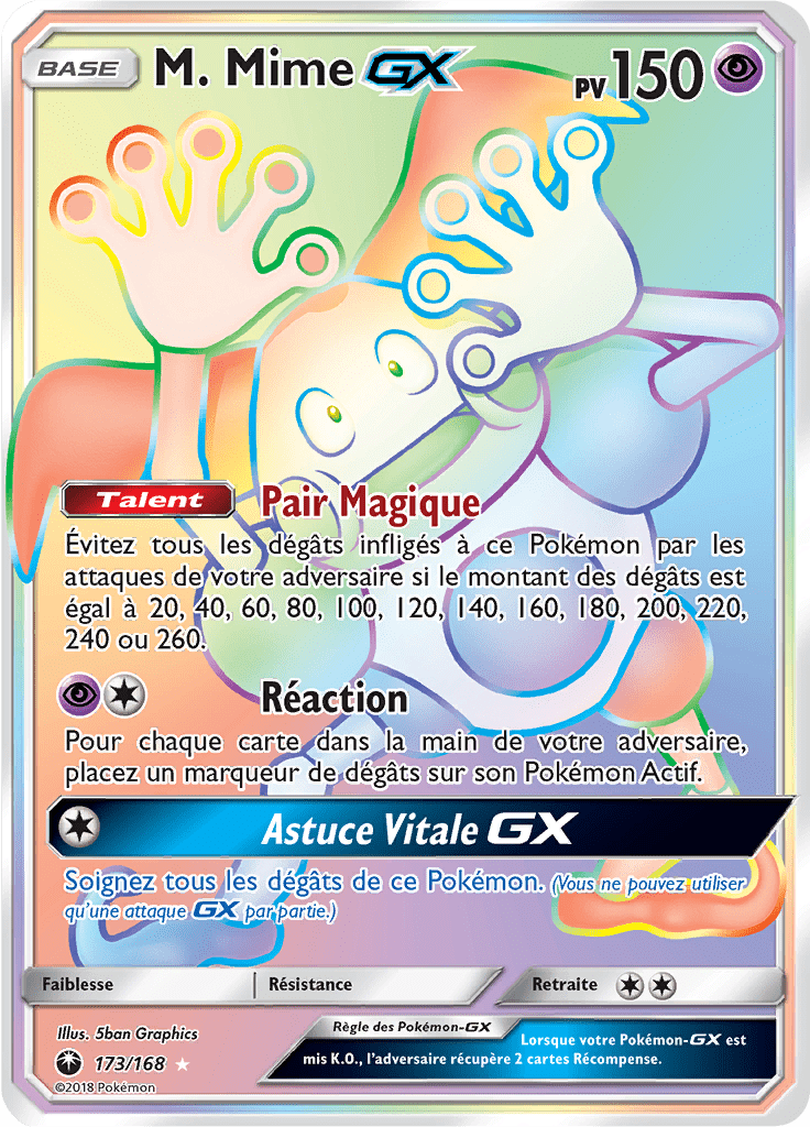 M. Mime GX - SL Tempête Céleste - 173 - Arc-en-ciel rare