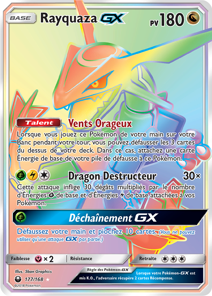 Rayquaza GX - SL Tempête Céleste - 177 - Arc-en-ciel rare