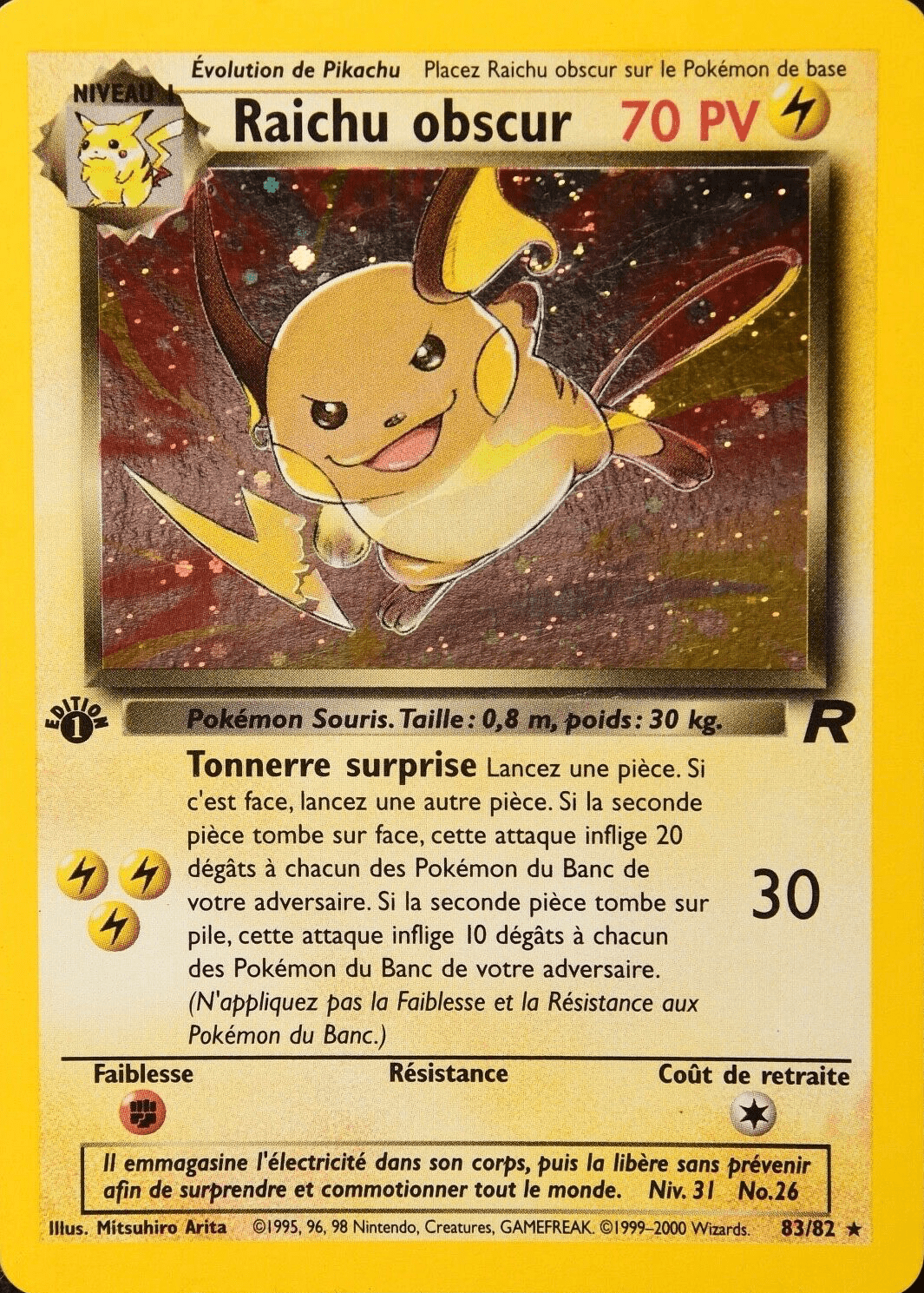 Raichu obscur - Team Rocket - 083 - Holographique